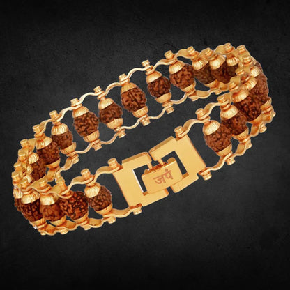 (Original) Paanch Mukhi Modern Gold Plated Rudraksha Bracelet